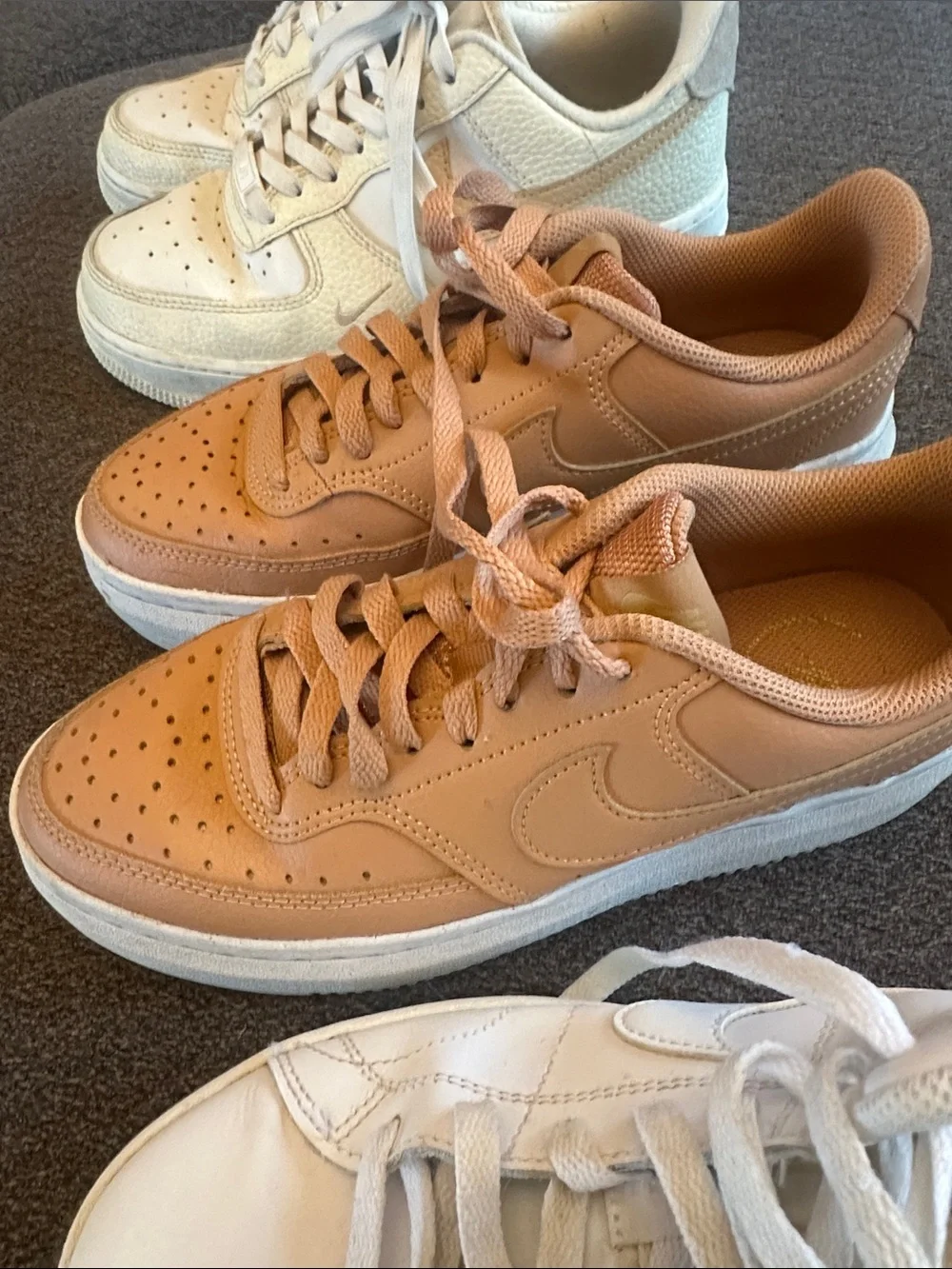 Nike Women's Sneakers in White, Cream, and Tan